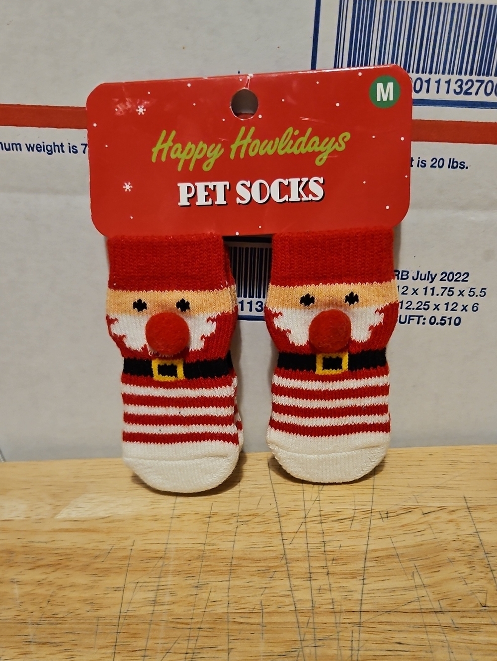 Happy Howlidays Red Santa Pet Socks - M